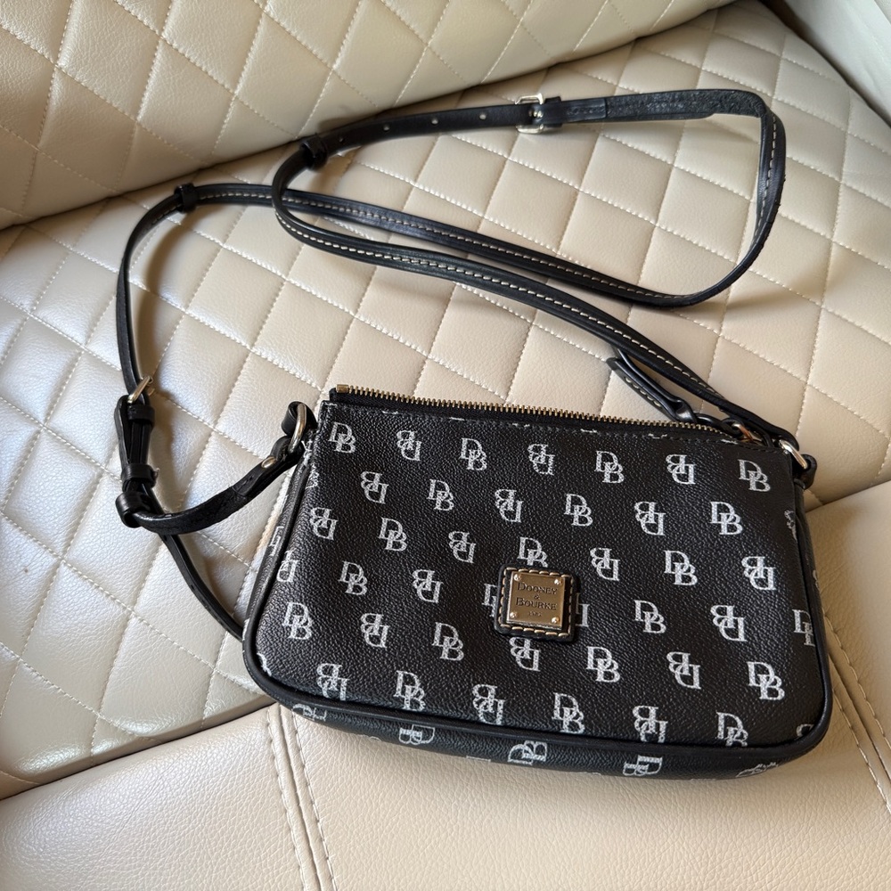 Dooney & Bourke Black Crossbody Bag with Logo Pattern